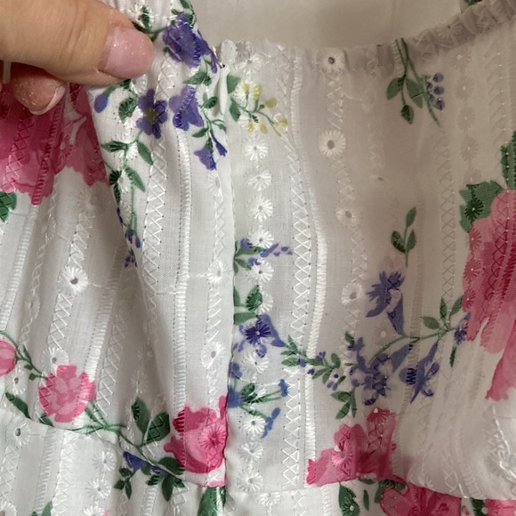NWOT Cottagecore Schiffy Eyelet White w Pink Floral Print Sundress … - Picture 11 of 12